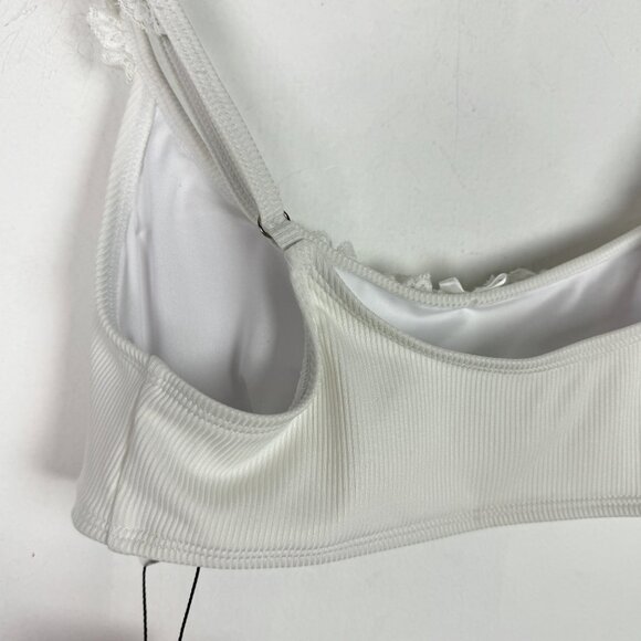 NWT Edikted Lacey Ruffled Bikini Top Ribbed Bralette White Size Medium M NEW - Picture 9 of 11
